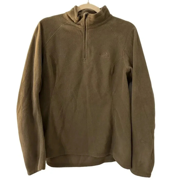 The North Face Quarter Zip Fleece Women's Size Large Olive Warm Hiking Active - Picture 1 of 6